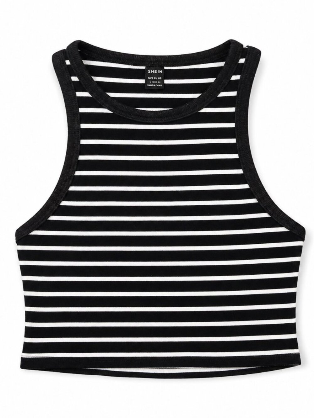 Black & White Striped Cropped Tank Top | SHEIN | Size Large